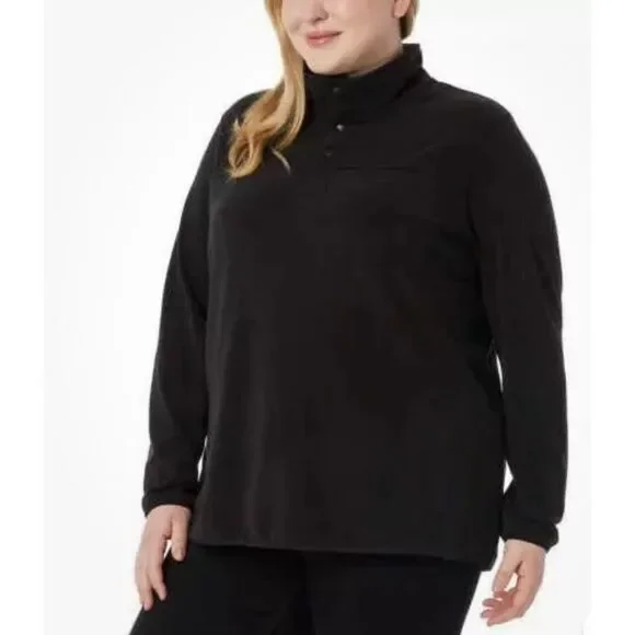 NEW 32 Degrees Women's Plus 3X Snap Arctic Fleece Pullover Stretch Comfort Soft - Picture 2 of 4